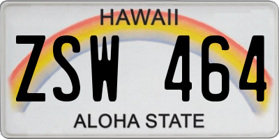 HI license plate ZSW464