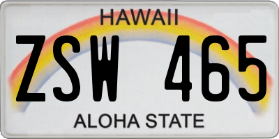 HI license plate ZSW465