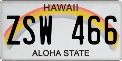 HI license plate ZSW466