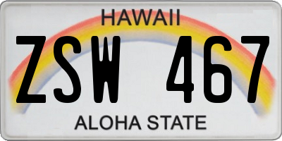HI license plate ZSW467