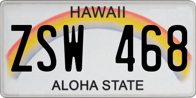 HI license plate ZSW468