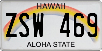 HI license plate ZSW469