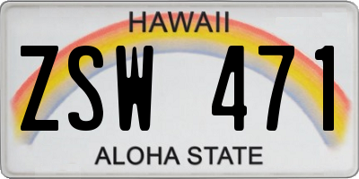 HI license plate ZSW471