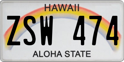 HI license plate ZSW474