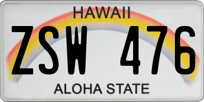 HI license plate ZSW476
