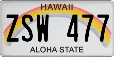 HI license plate ZSW477