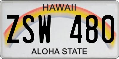 HI license plate ZSW480