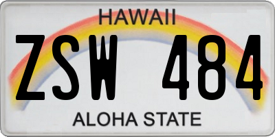 HI license plate ZSW484