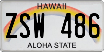 HI license plate ZSW486