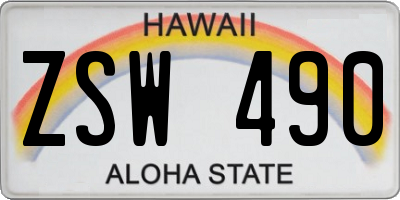 HI license plate ZSW490