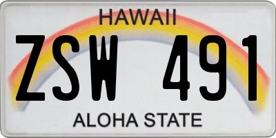 HI license plate ZSW491