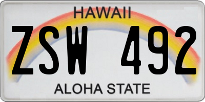 HI license plate ZSW492