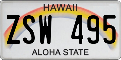 HI license plate ZSW495