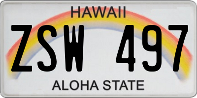 HI license plate ZSW497