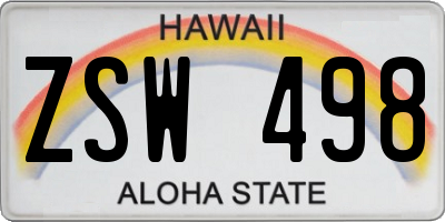 HI license plate ZSW498