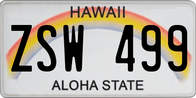 HI license plate ZSW499