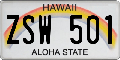 HI license plate ZSW501