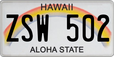 HI license plate ZSW502