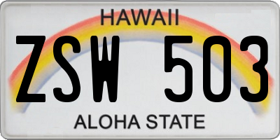 HI license plate ZSW503