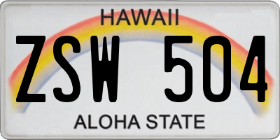 HI license plate ZSW504