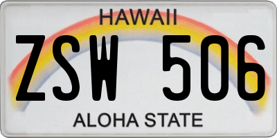 HI license plate ZSW506