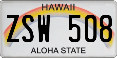 HI license plate ZSW508