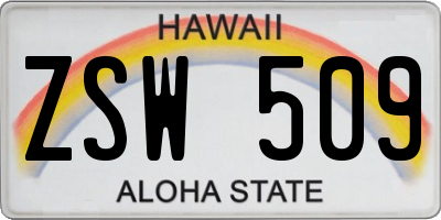HI license plate ZSW509