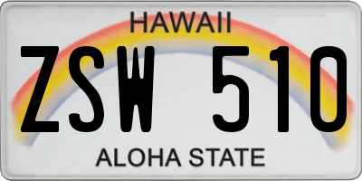 HI license plate ZSW510
