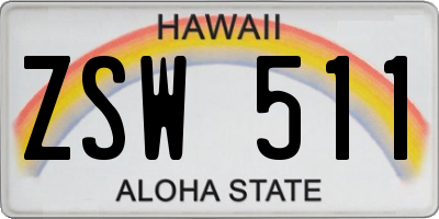 HI license plate ZSW511