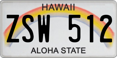 HI license plate ZSW512