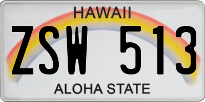 HI license plate ZSW513