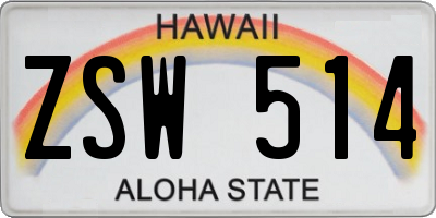 HI license plate ZSW514