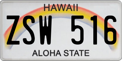 HI license plate ZSW516