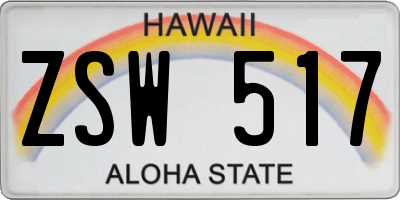 HI license plate ZSW517