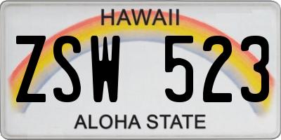 HI license plate ZSW523