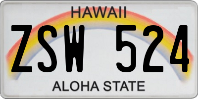 HI license plate ZSW524