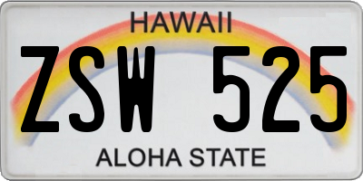 HI license plate ZSW525