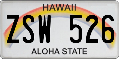 HI license plate ZSW526