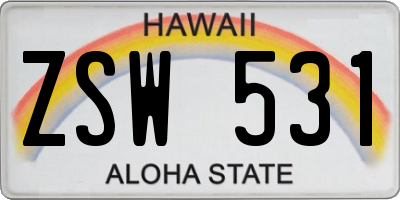 HI license plate ZSW531