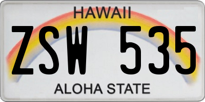 HI license plate ZSW535