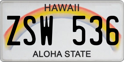 HI license plate ZSW536