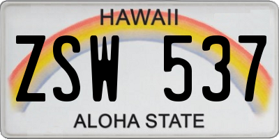 HI license plate ZSW537