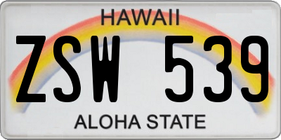 HI license plate ZSW539