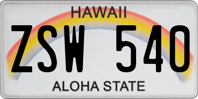 HI license plate ZSW540