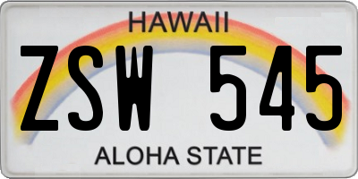 HI license plate ZSW545