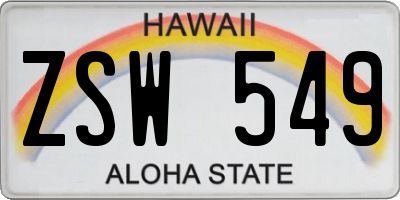 HI license plate ZSW549