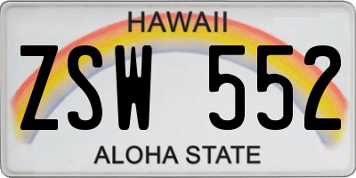 HI license plate ZSW552