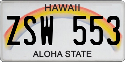 HI license plate ZSW553