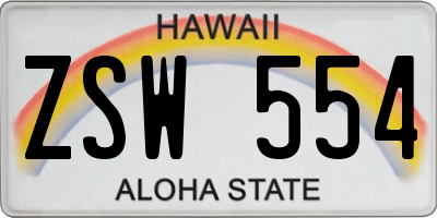 HI license plate ZSW554