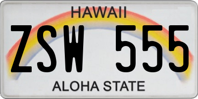 HI license plate ZSW555